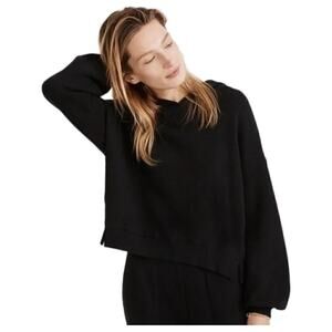 Madewell MWL Black Cotton Long Sleeve Pullover Airyterry Hoodie Size Small
